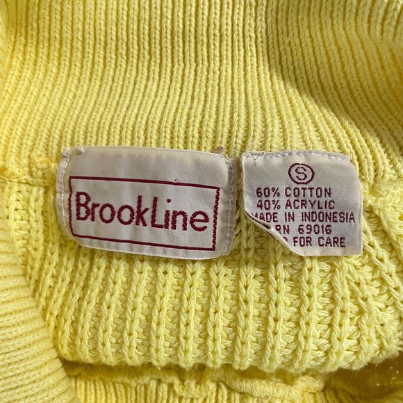 Vintage 80s Brookline Womens Yellow Pullover Sweater Chunky Knit Small - Picture 7 of 7